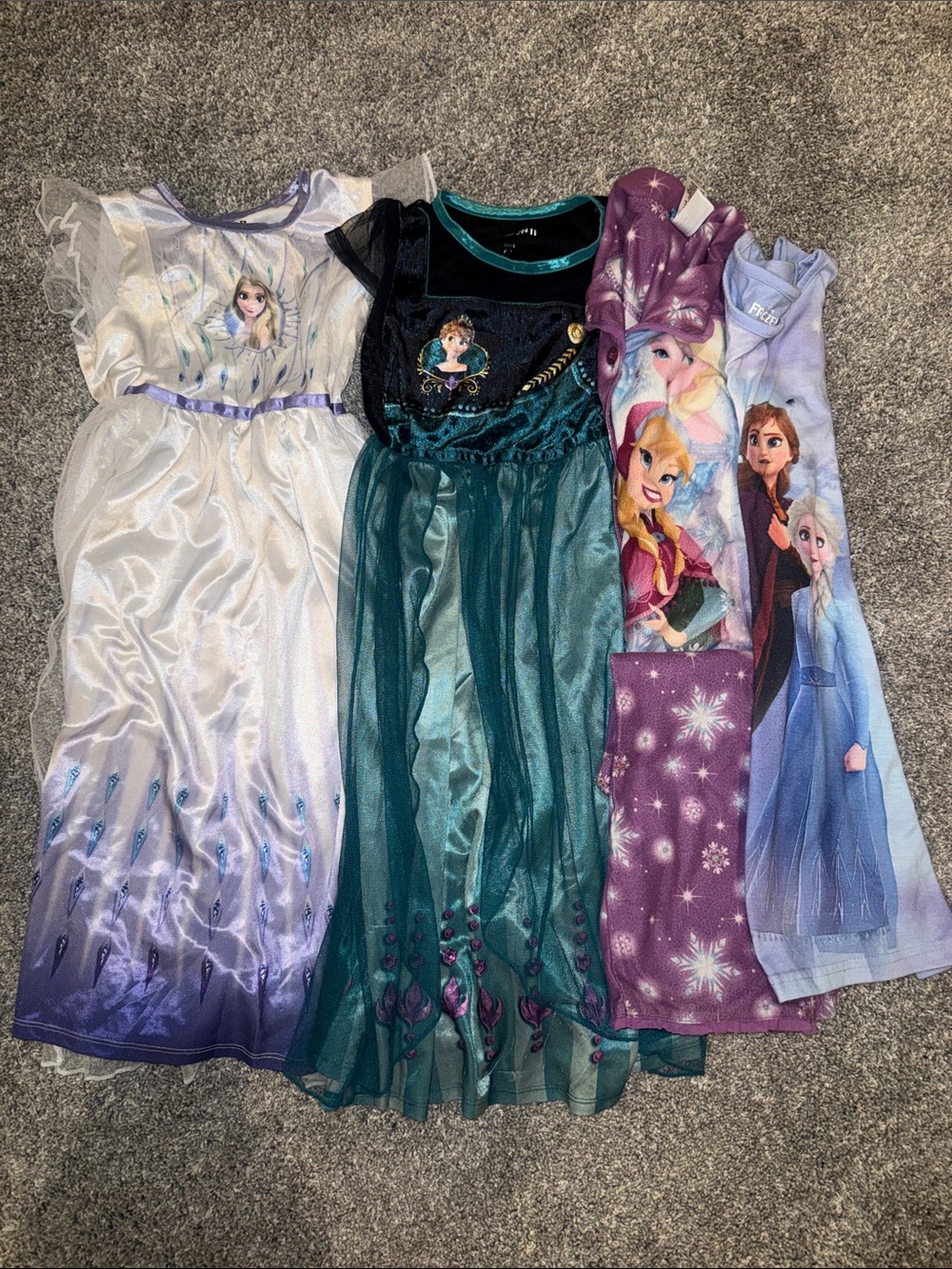 Frozen Princess Dresses Set - White, Teal, Purple